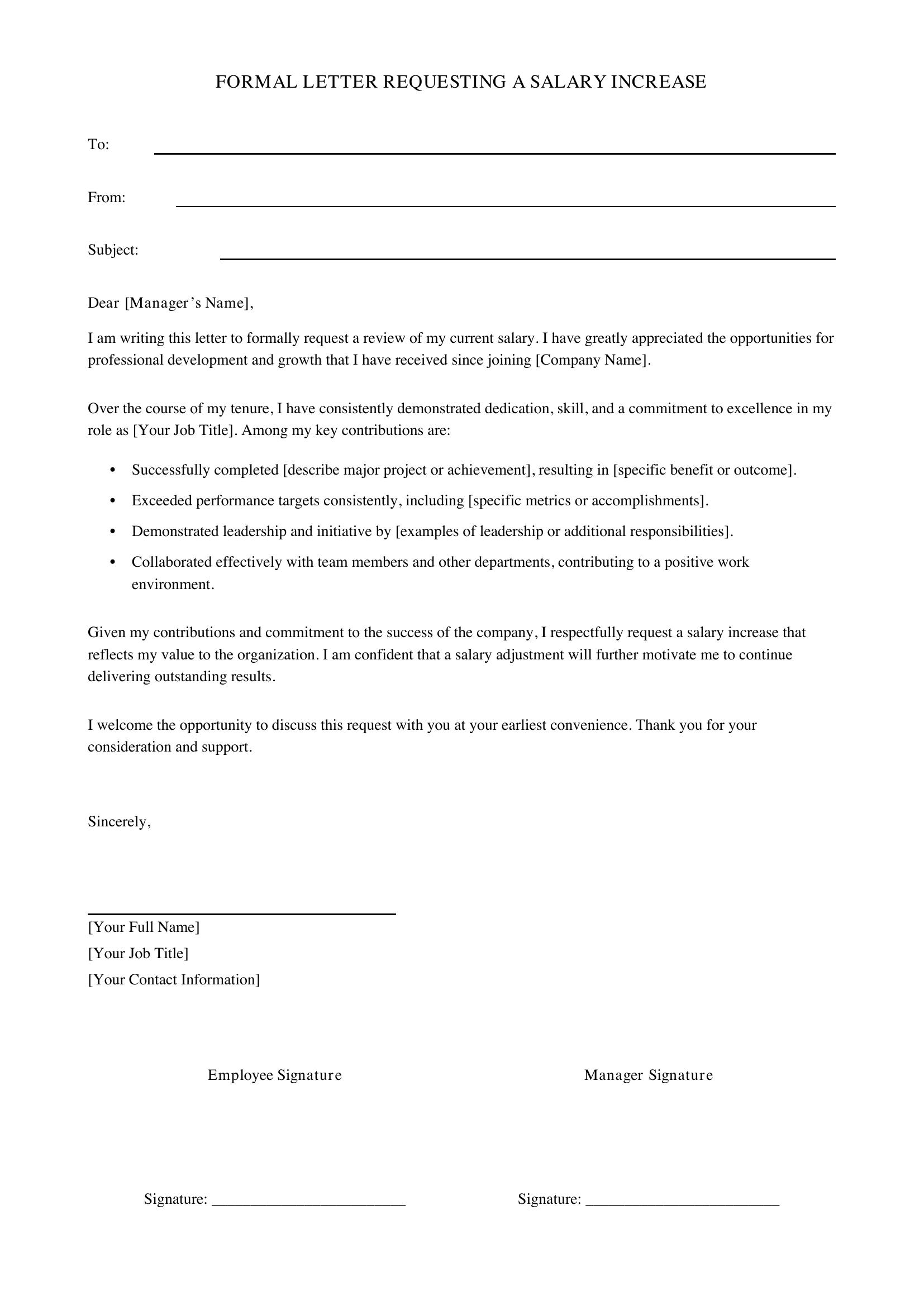 Asking For A Raise Letter Template - US