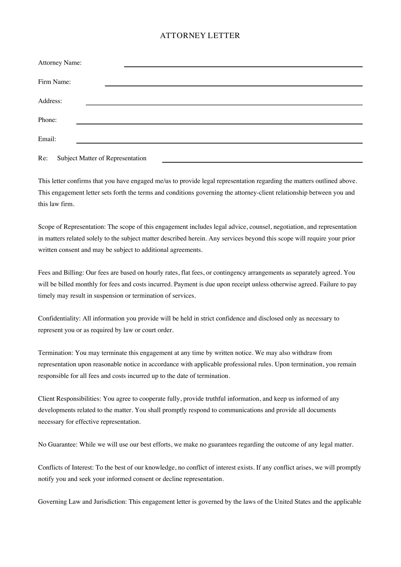 Attorney Letter Template - US