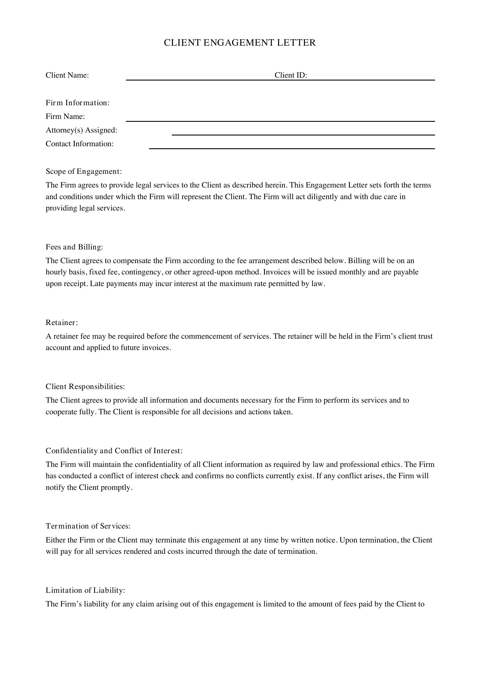 Client Engagement Letter Template - US
