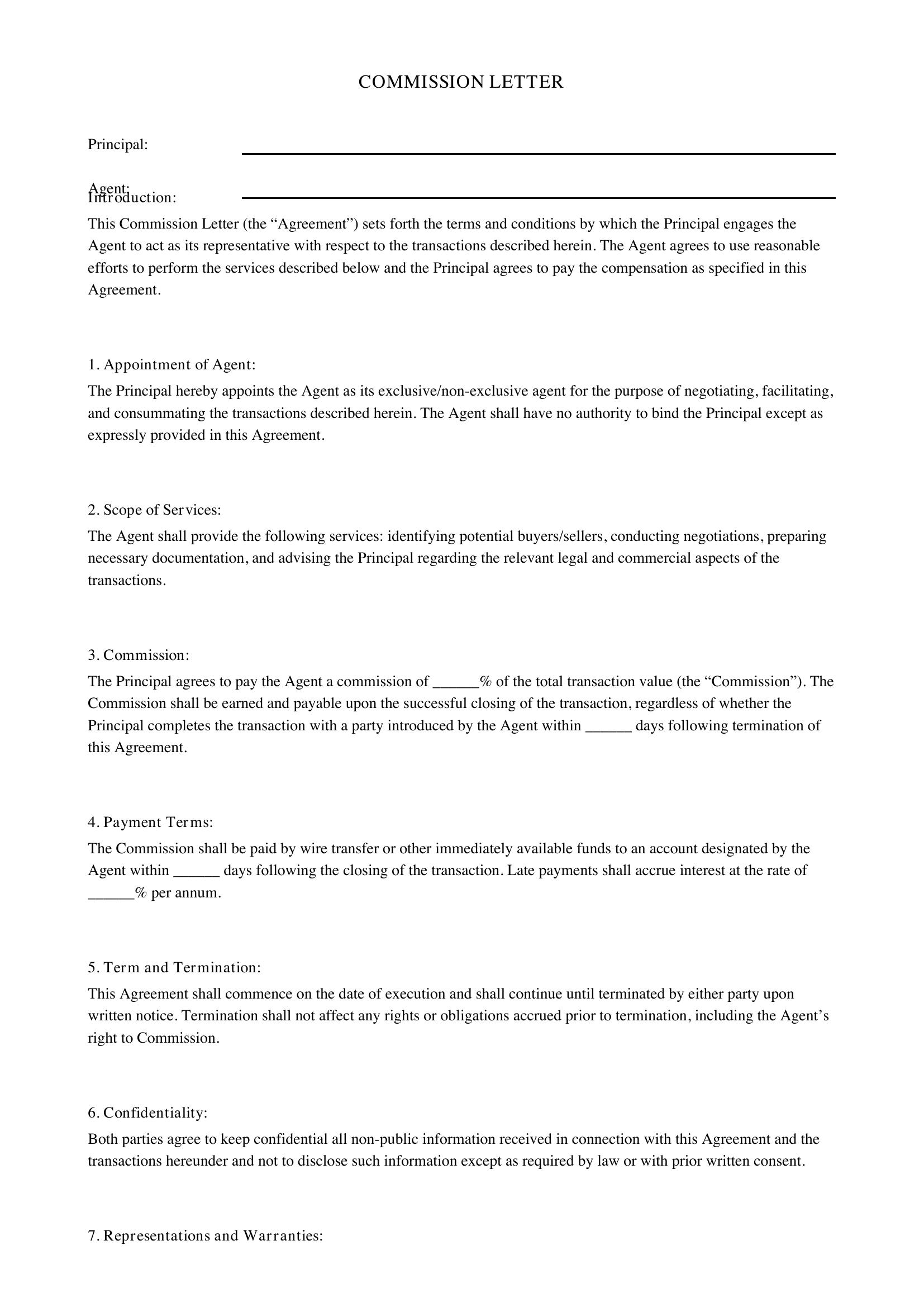 Commission Letter Template - US