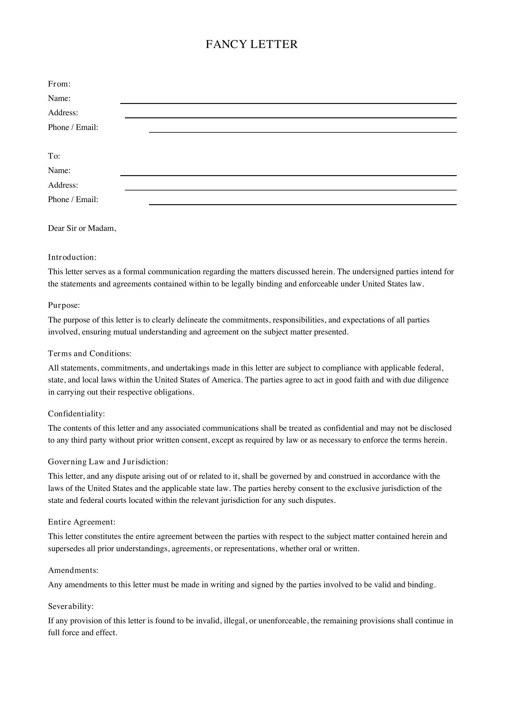 Fancy Letter Template - US