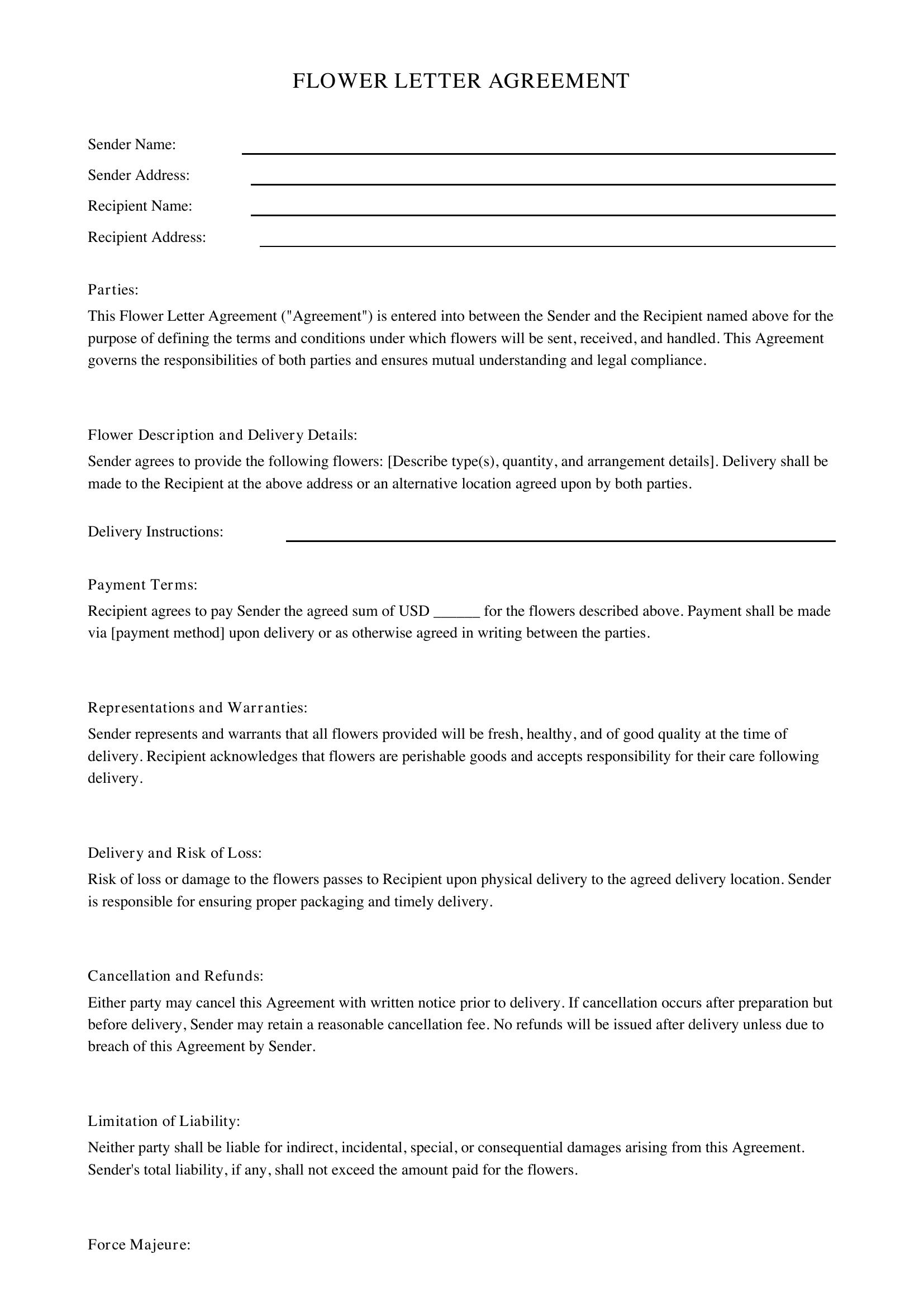 Flower Letter Template - US