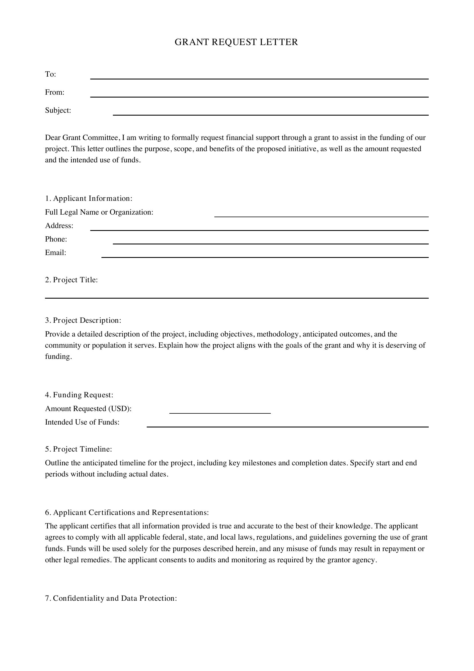 Grant Request Letter Template - US