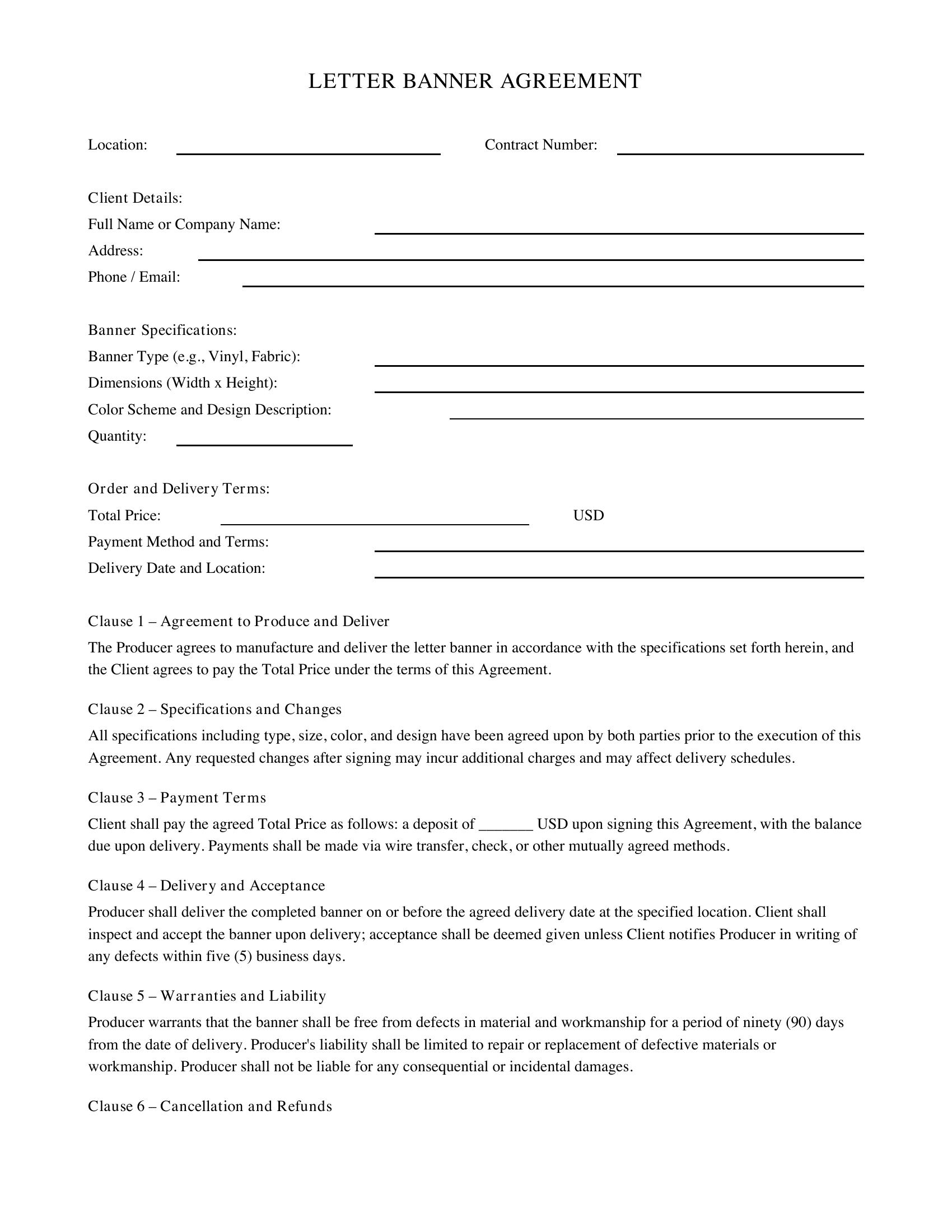 Letter Banner Template - US