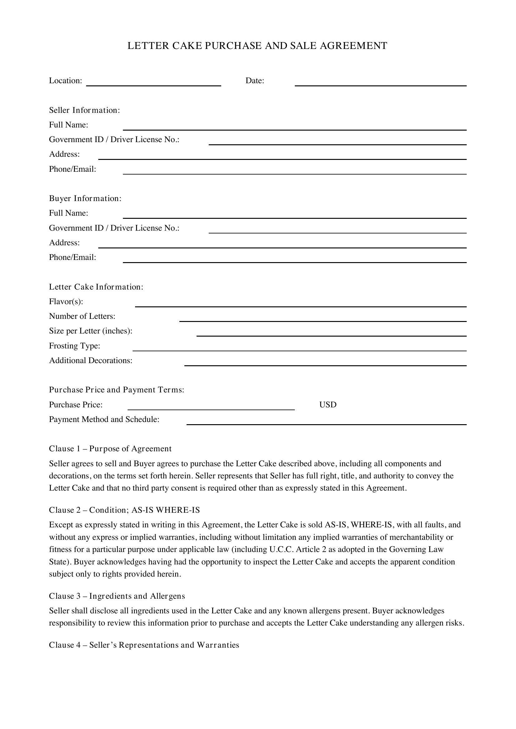 Letter Cake Template - US