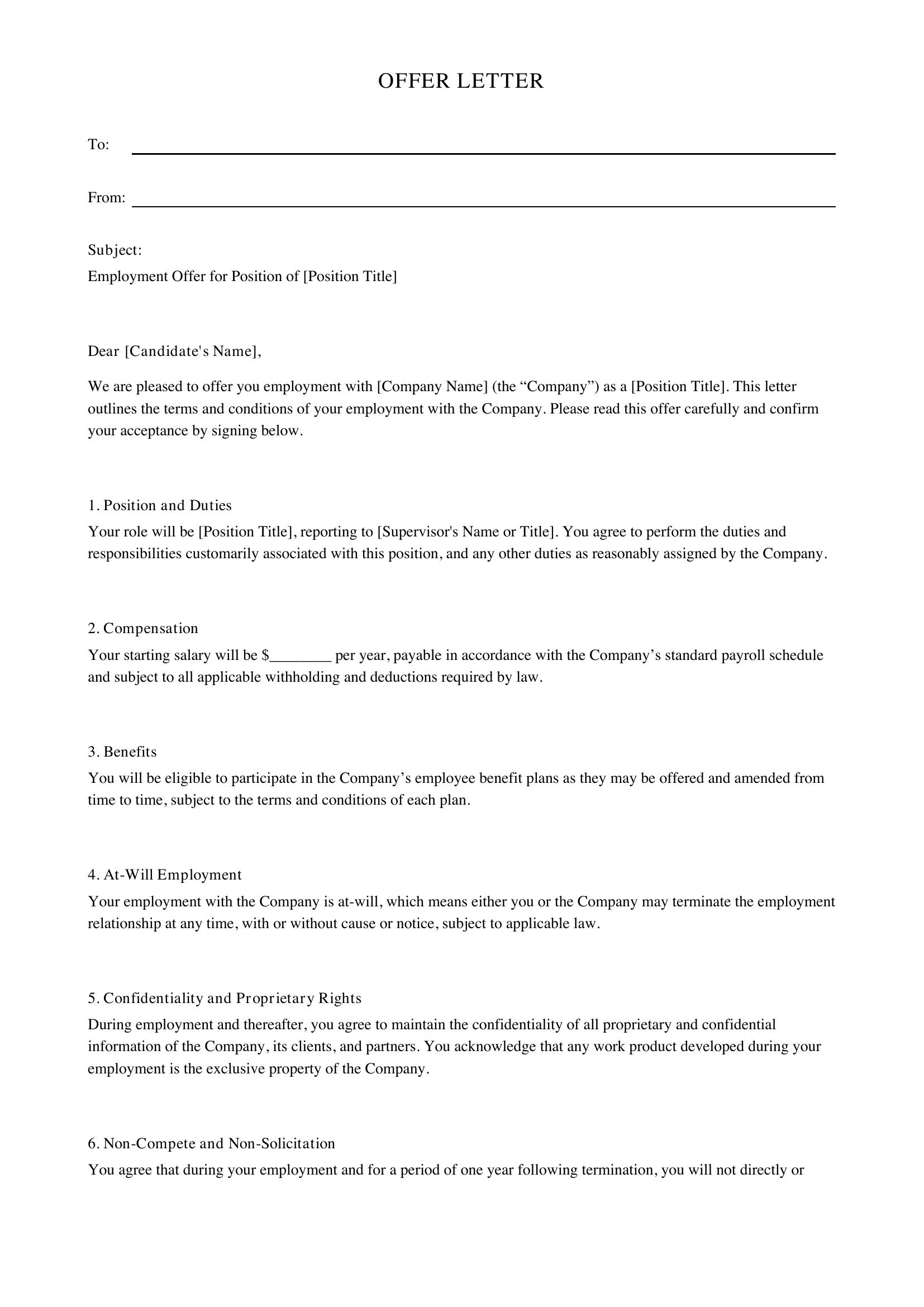 Of Letter Template - US