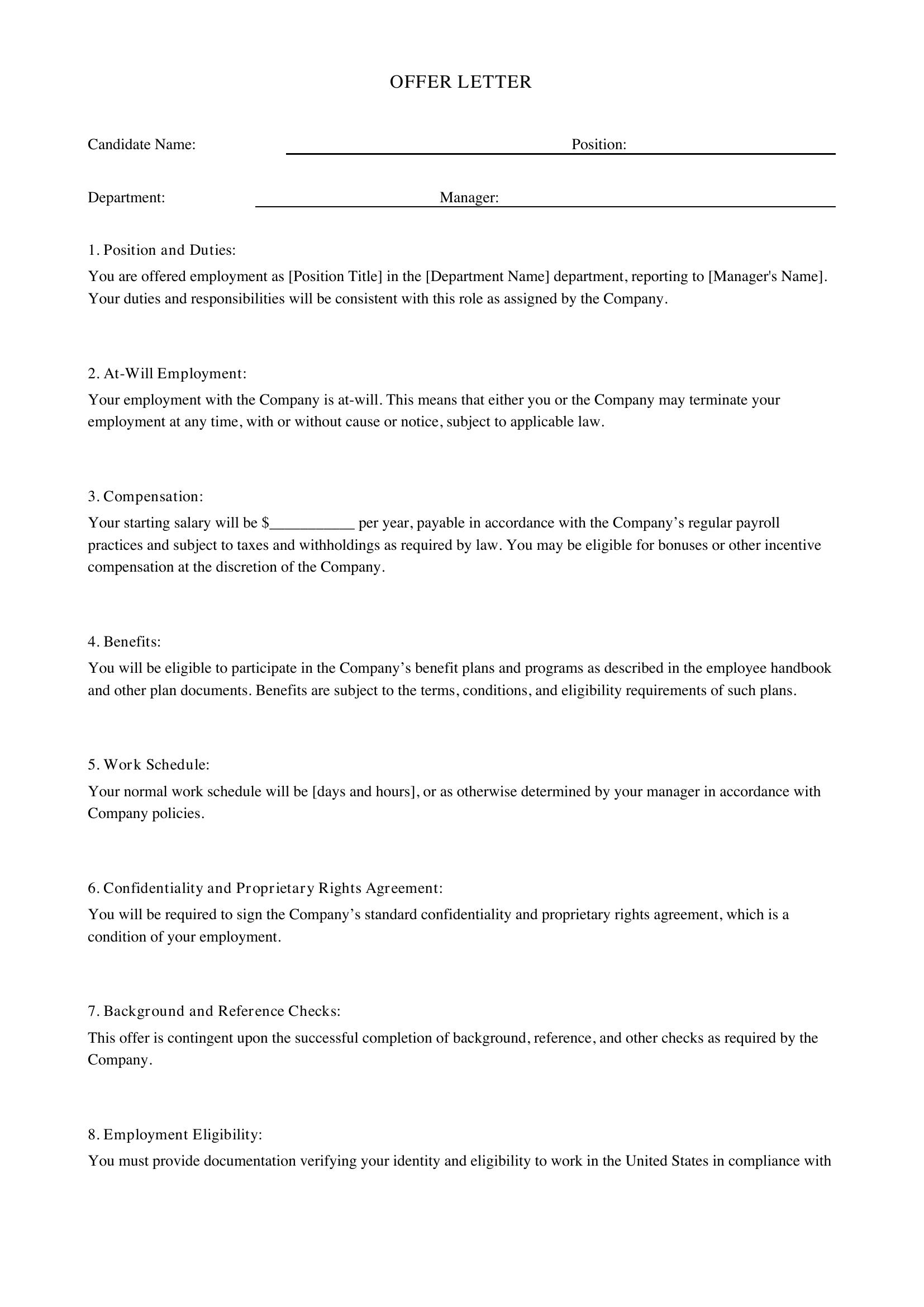 Offer Letter Shrm Template - US